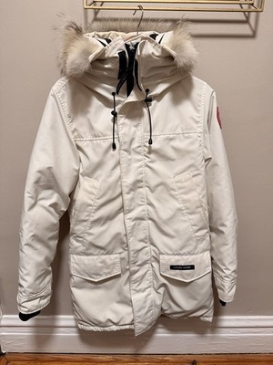 Heritage White Canada Goose Men Langford Parka Size Small Genuine Fur