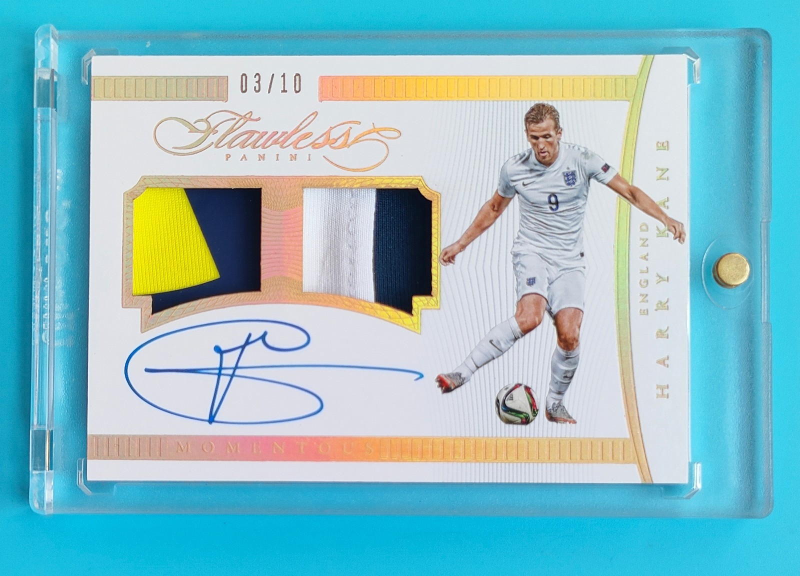 2015-16 Panini Flawless England Harry Kane Match-worn Dual Patch Auto 3/10