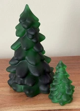Mosser Glass Christmas Tree Set - 2 sizes - HUNTER GREEN SATIN Holiday Decor