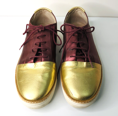 Gorman Comfort Shoes Womens EU39 US8.5 UK6.5 Gold Burgandy Sneakers Two Tone