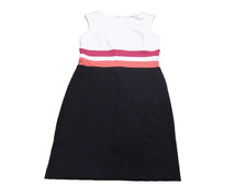New Ann Taylor Loft Black White Burgundy Color Block Ponte Stretch Dress sz 2