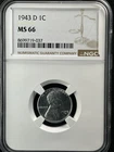 1943-D 1C  Lincoln Wheat One Cent NGC MS66   8699719-037