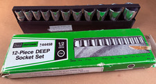 GREAT - VINTAGE CRAFTSMAN USA 12-pc. 1/2 DRIVE SAE DEEP SOCKET SET, 44458 -V-