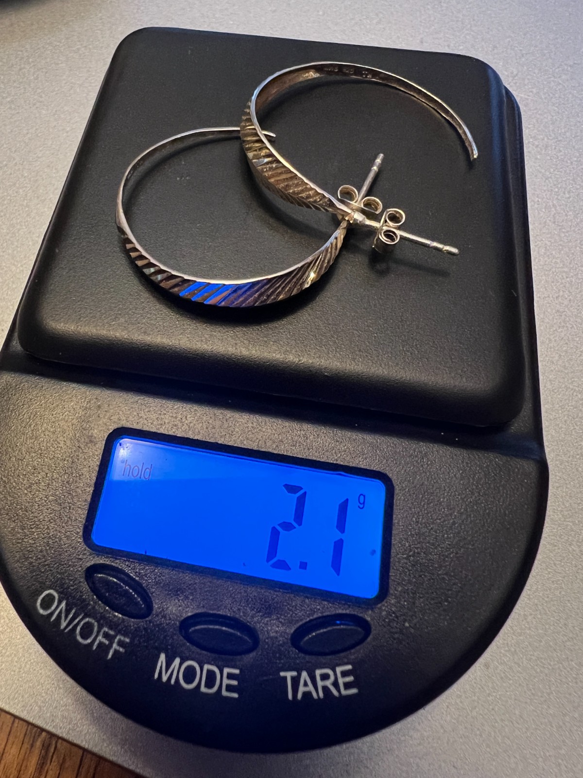 Vintage Sterling Silver MWS Leaf Pattern Earrings - image 1