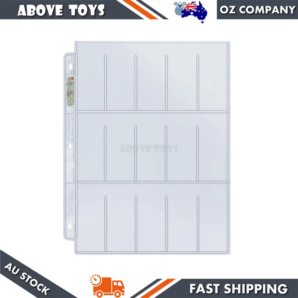 10 x Ultra Pro 3 Hole 15 Pocket Platinum Tobacco Cigarette Cards Sleeves Pages