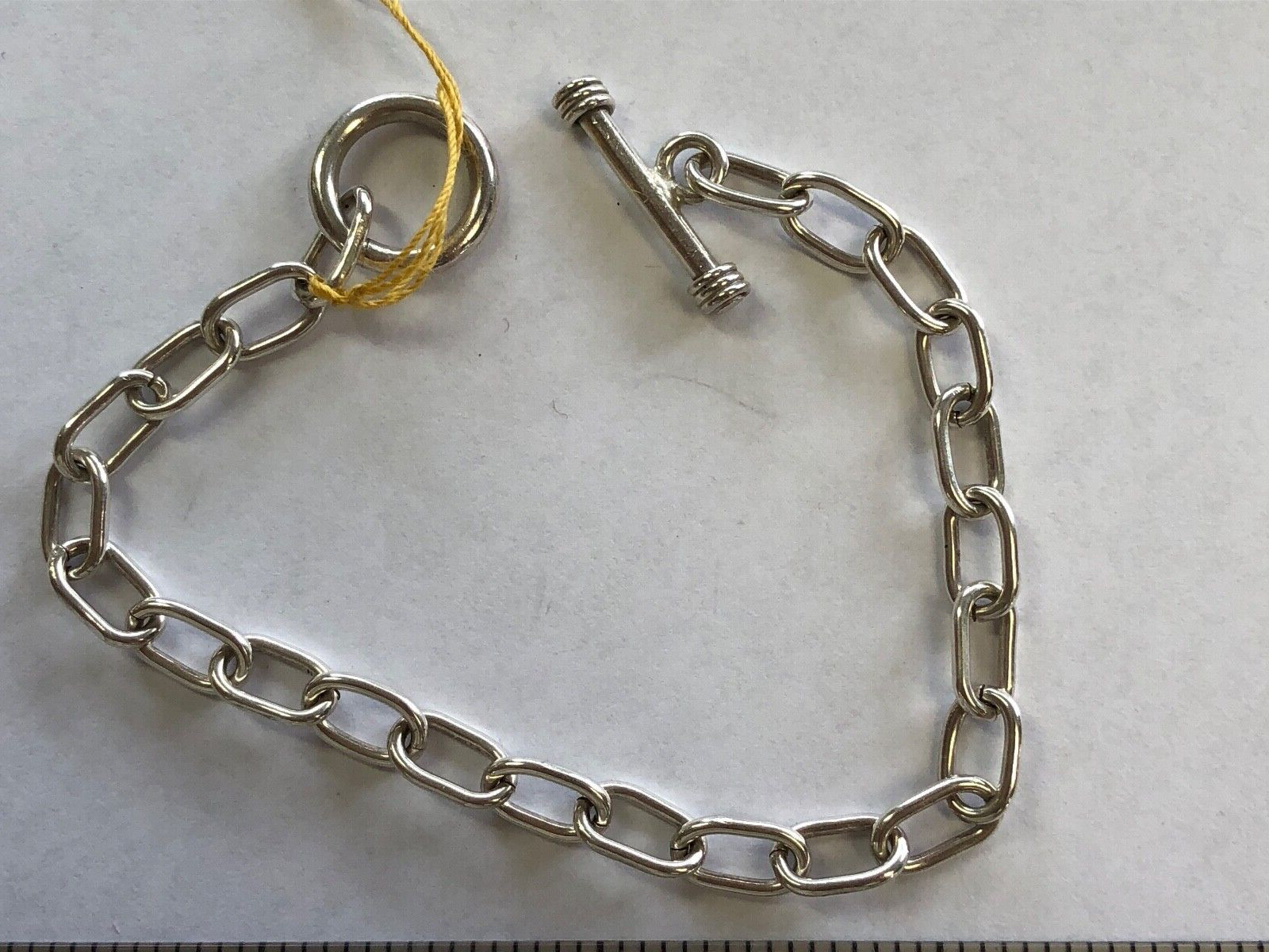 silver paper clip toggle bracelet - image 2