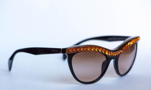 Vintage Prada SPR 04P Sunglasses in black with orange diamonds - 第 3/10 張圖片
