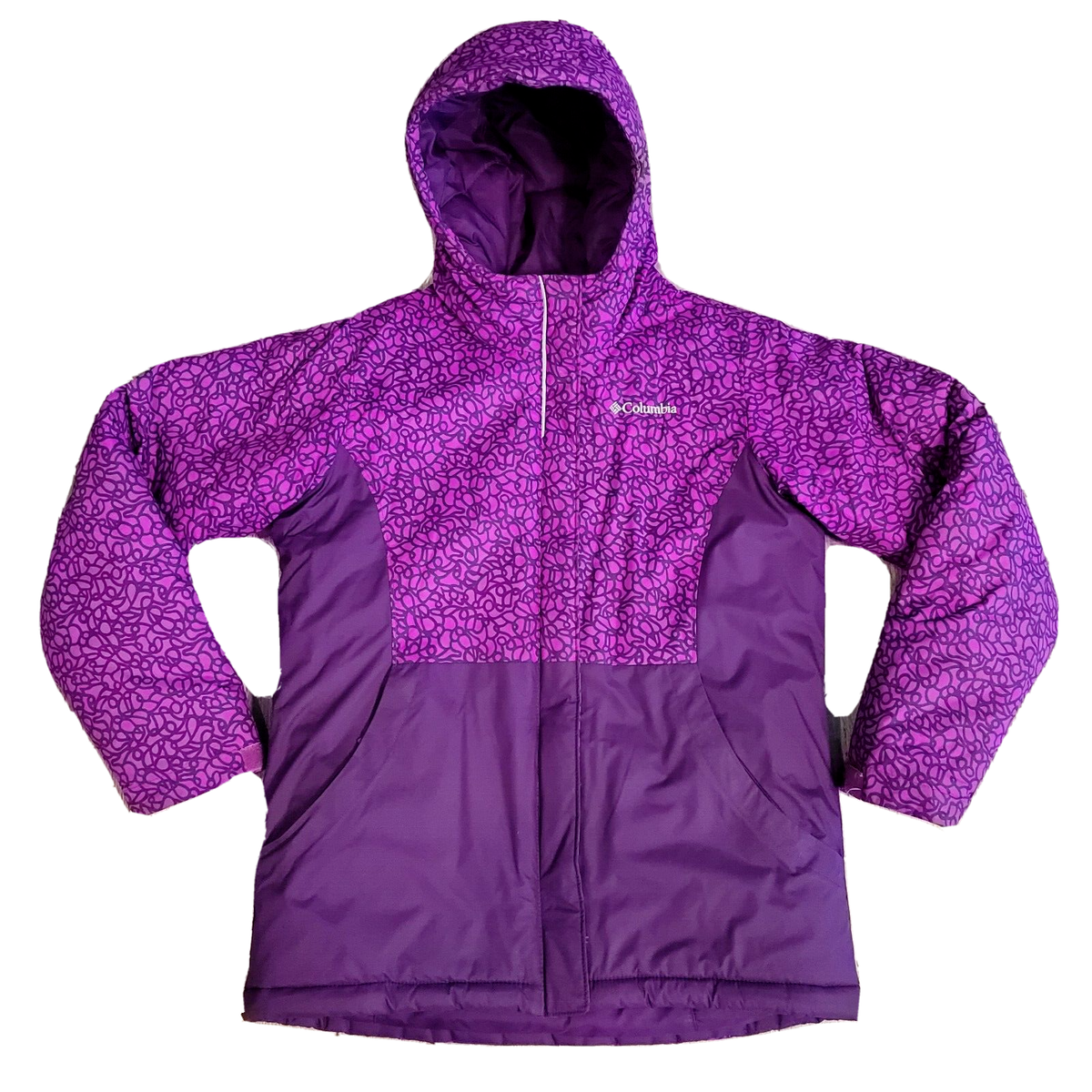 Columbia Insulated Warm Nylon Geometric Purple Winter Snow Hood