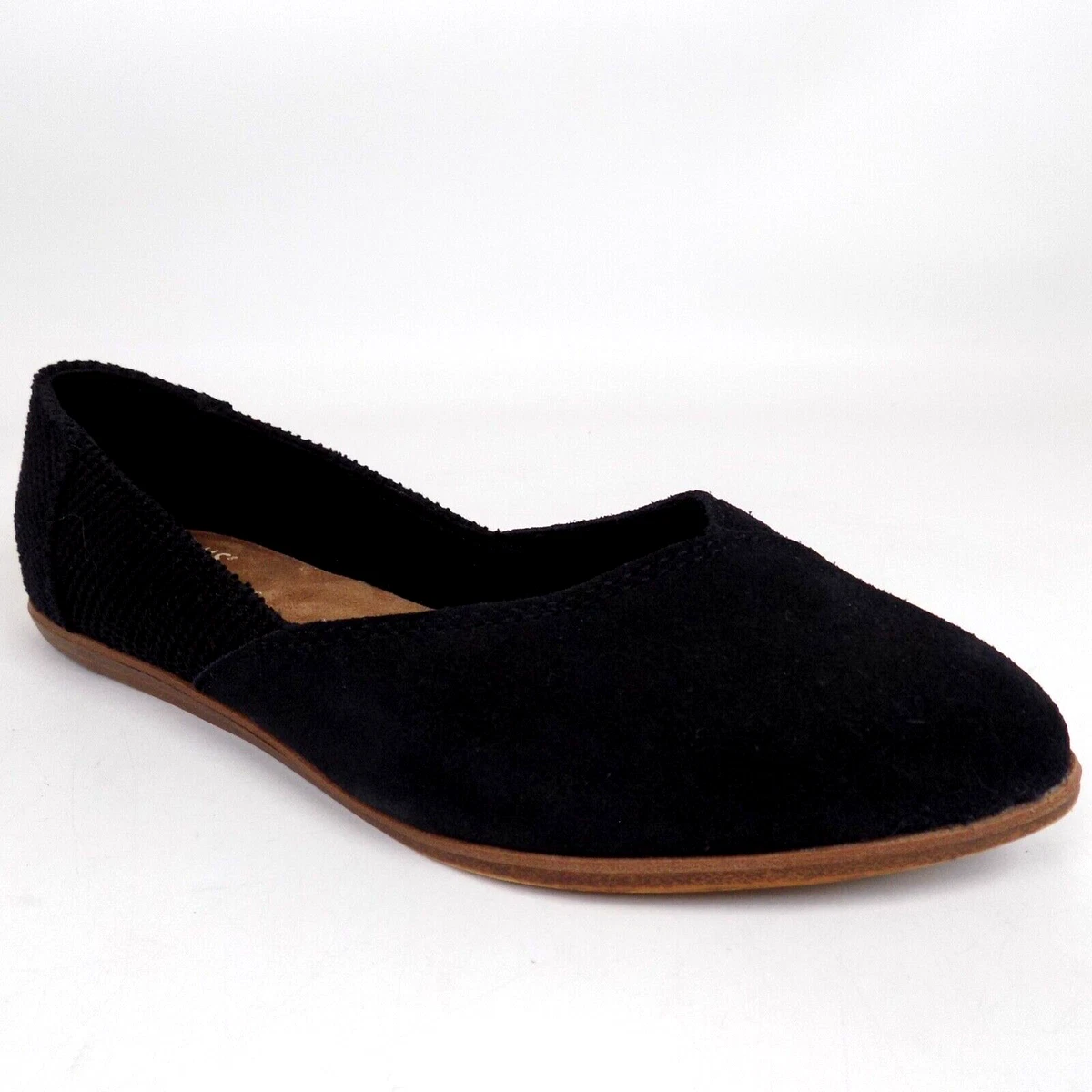 TOMS Jutti Ballet Flat Slip On Black Suede Women s Shoes Size 6.5 AL9430