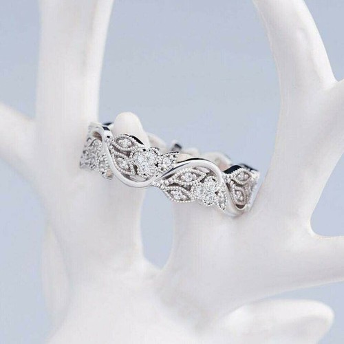 2.00 Ct Round Cut Lab-Created Diamond Wedding Band Ring 14K White Gold Plated - 第 2/7 張圖片