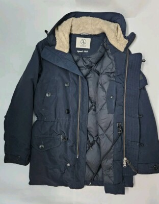 Aigle Mens Navy Blue M Down and Feather Filled Winter Coat Jacket