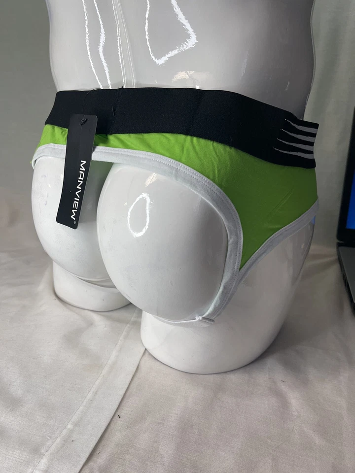 Cueca Manview Jock tamanho XL verde e branca sexy gay RARA - Imagem 2 de 4