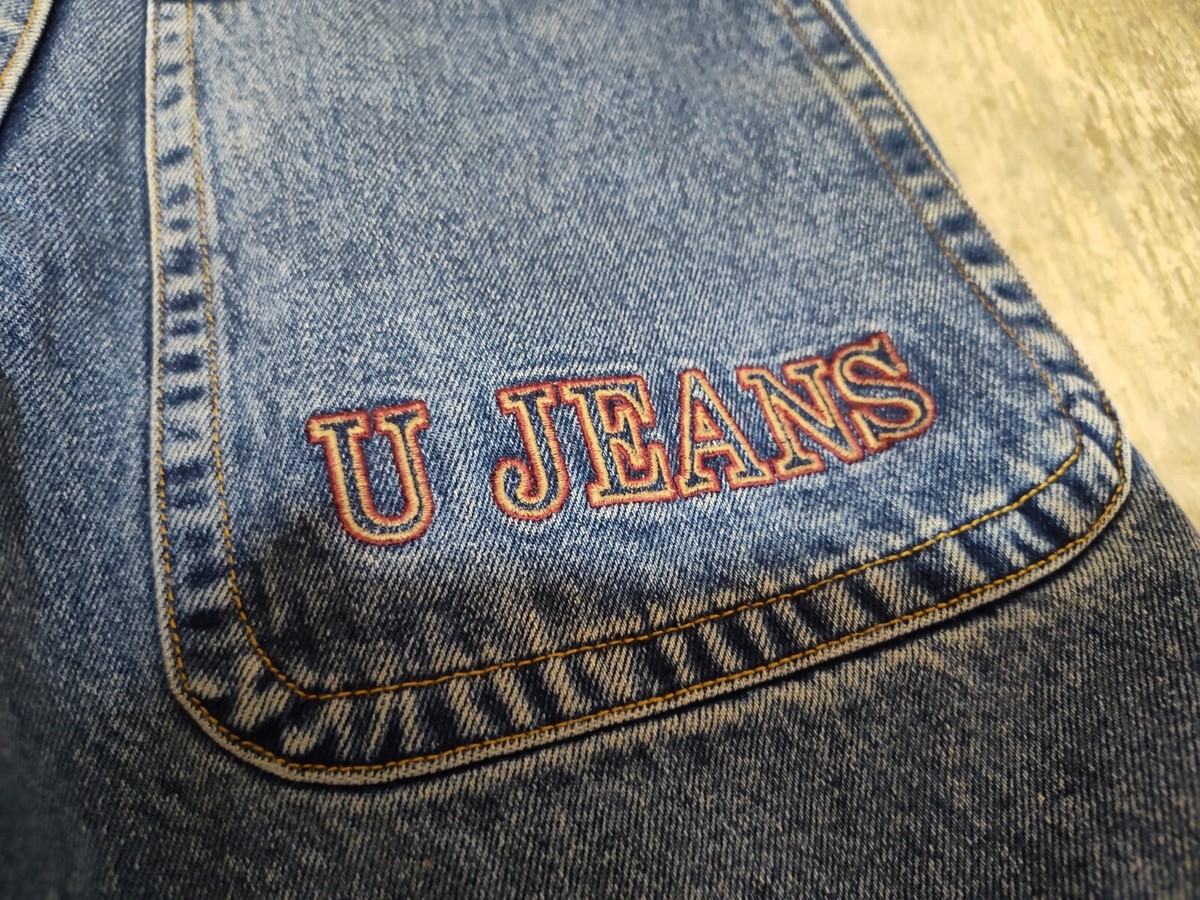 vtg U JEANS denim jean shorts sz 12 tag hip hop skater raver