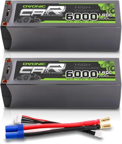 2X Ovonic 15.2V 140C 4S 6000mAh Lipo Battery 5mm Bullet to EC5 For RC Car Buggy
