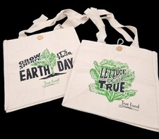 Set of 2 Farmer's Market Canvas Tote Bag Reusable Shopping Bag Market Tote