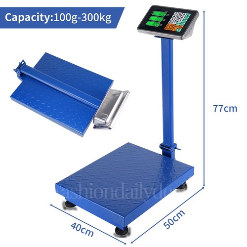 Digital Heavy Duty Platform Industrial Scale 300KG/660lb Backlit LCD ...