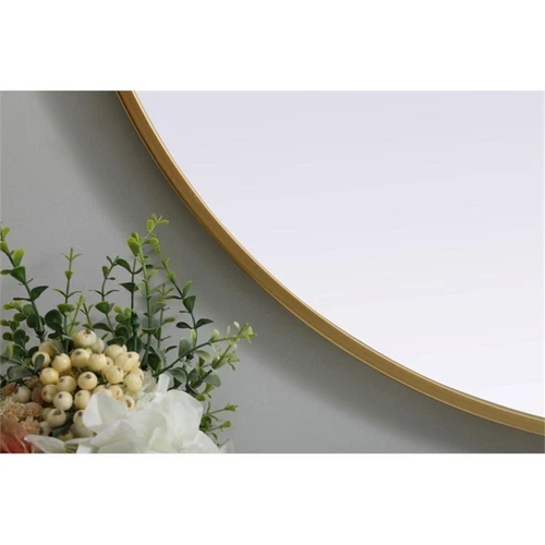 Elegant Decor Asha 30x40" Oval Modern MDF Wood/Iron Mirror in Brass - Picture 8 of 11
