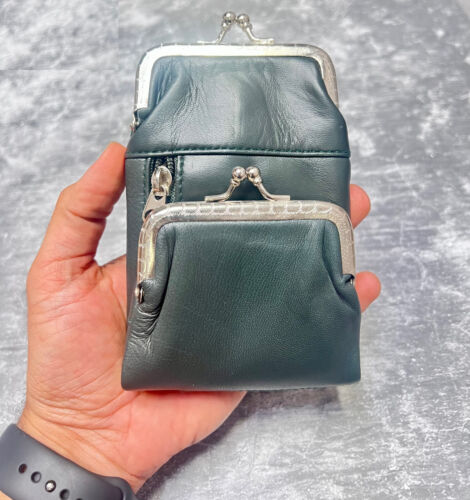 Verde Scuro Pelle Borsetta Sigaretta Confezione Supporto Astuccio con Moneta - Foto 3 di 6