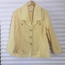 Chico's Jacket Blazer Size 3 Cotton Linen Blend Yellow Lined