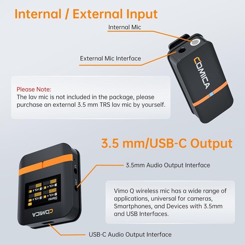 Comica Vimo Q 4 Channel 200m Wireless Lavalier Microphone System Video Recording - Picture 5 of 9