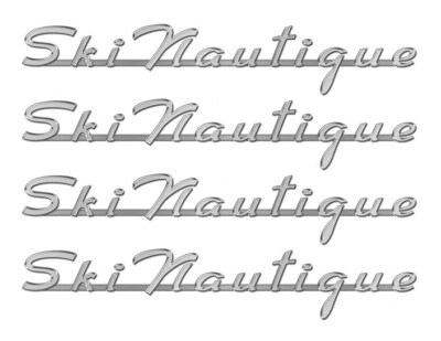 4 Ski Nautique Designer Stickers. Brushed Metal Style - 10'' long. Remastered