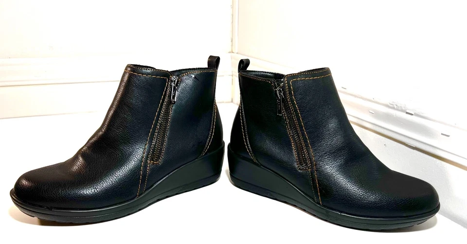 Softspots женщин 9 М Thinsulate кожи на танкетке стороне молнии черный ботильоны - Изображение 3 из 4