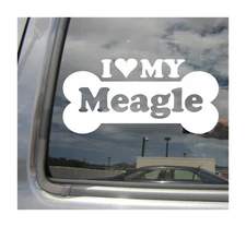 I Heart Love My Meagle - Mix Dog Bone Car Vinyl Decal Sticker 13623