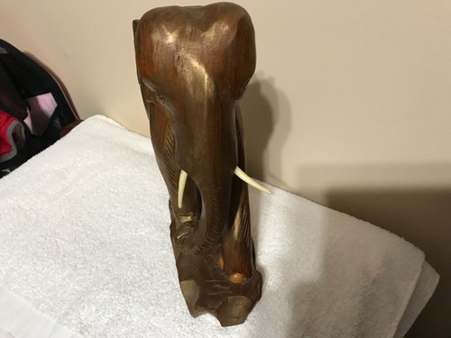 Genuine Teak Wood Elephant, made in Thailand 11.5 tall, 9” wide figurine - Picture 3 of 7