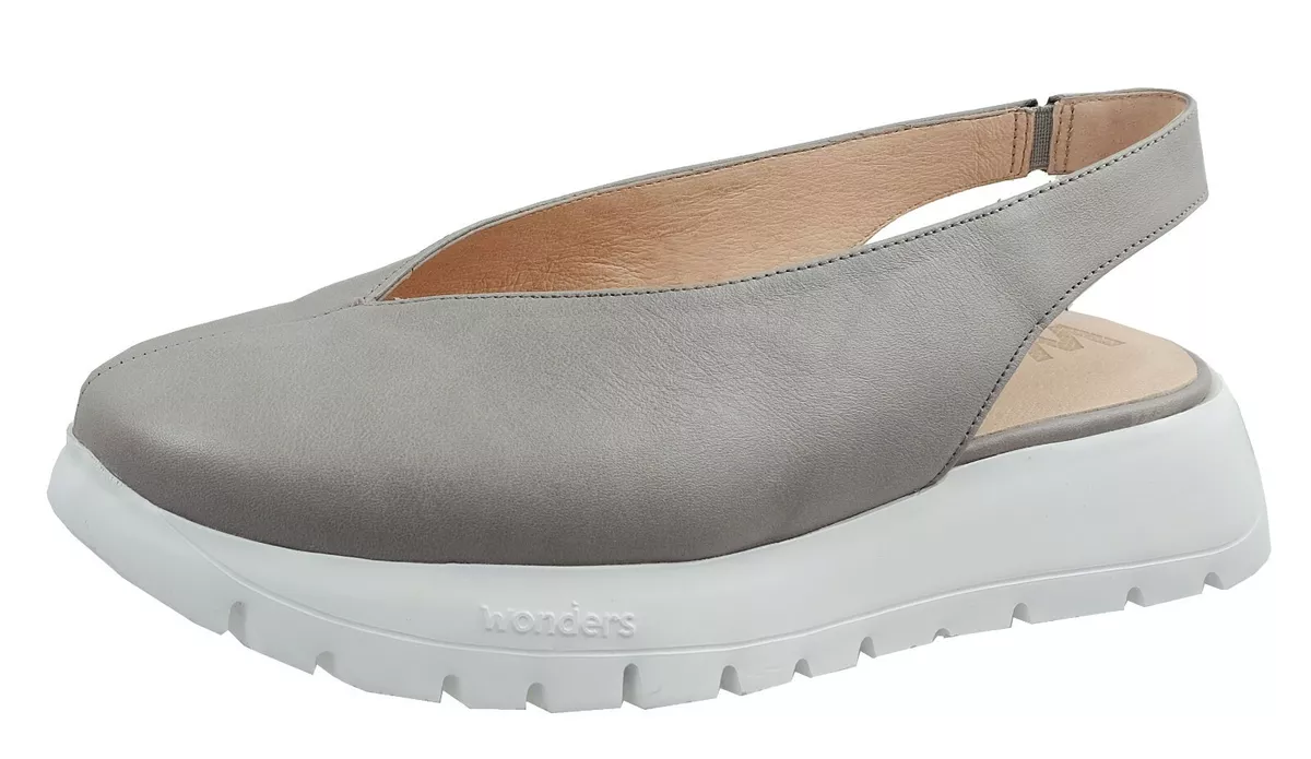 meesteres zoals dat Moderator Wonders Shoes Woman Platforms Cut V Grey Leather A-2406 | eBay