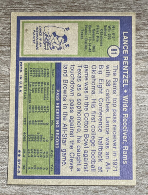 Lance Rentzel 1972 Topps Rams #81 *D895* | eBay