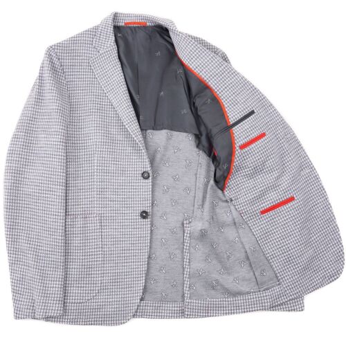 Isaia 'Capri' Houndstooth Check Knit Jersey Wool-Silk Sport Coat 38R (Eu 48) NWT - Picture 2 of 11