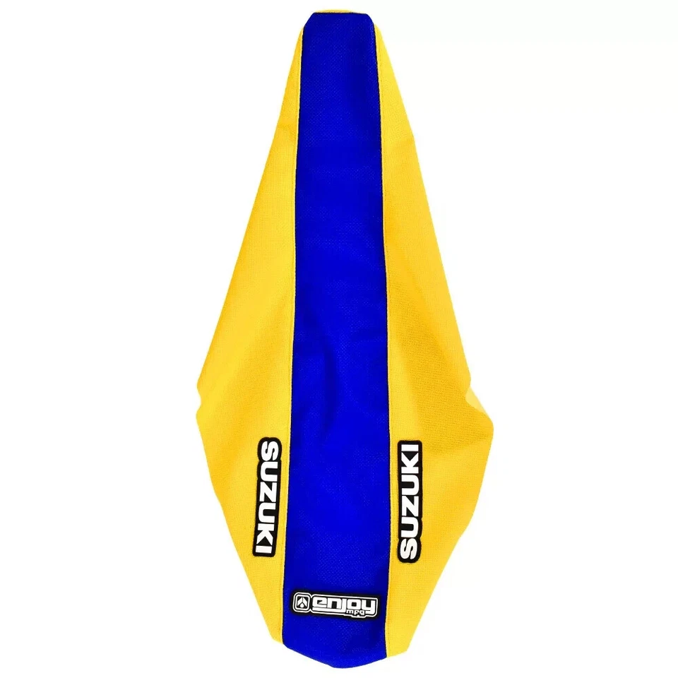 Cubierta de asiento con pinza para Suzuki RM 125 RM 250 2001-2020 logotipo superior amarillo/azul #52 Foto 2 de 4
