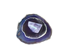 Purple Agate Tealight Holder - Agate Lid Topped with Faceted Amethyst Stone