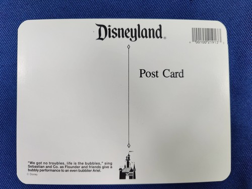 SELTENE DISNEYLAND KLEINE MEERJUNGFRAU ARIEL SEBASTIAN FLOUNDER 7""x5"" POSTKARTE DISNEY - Bild 2 von 2