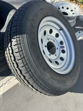 4 - Radial Trailer Tire On Rim ST205/75R15 8 Ply 6 Lug Silver Steel Wheel 6x139