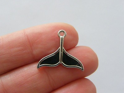 BULK 20  whale tail charms silver tone FF501