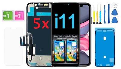 5x Incell Display für iPhone 11 LCD OLED Retina HD Bildschirm 3D Touch  + KIT