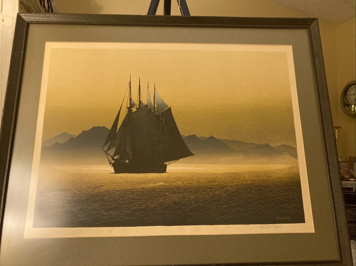 Elton Bennett Signed Vintage Original Art The Sea Road Artist's