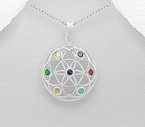 Silver chakra pendant 925 anti tarnish sterling silver ...