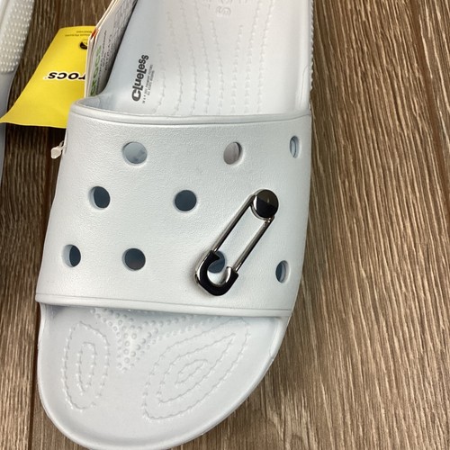 CROCS x Clueless Unisex NEW Classic Slides 11 42/43 Mineral Blue Sky Jibbitz - Picture 4 of 9