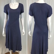 Anthropologie Small Blue Short Sleeve Asymmetrical Hem Midi Shift Shirt Dress