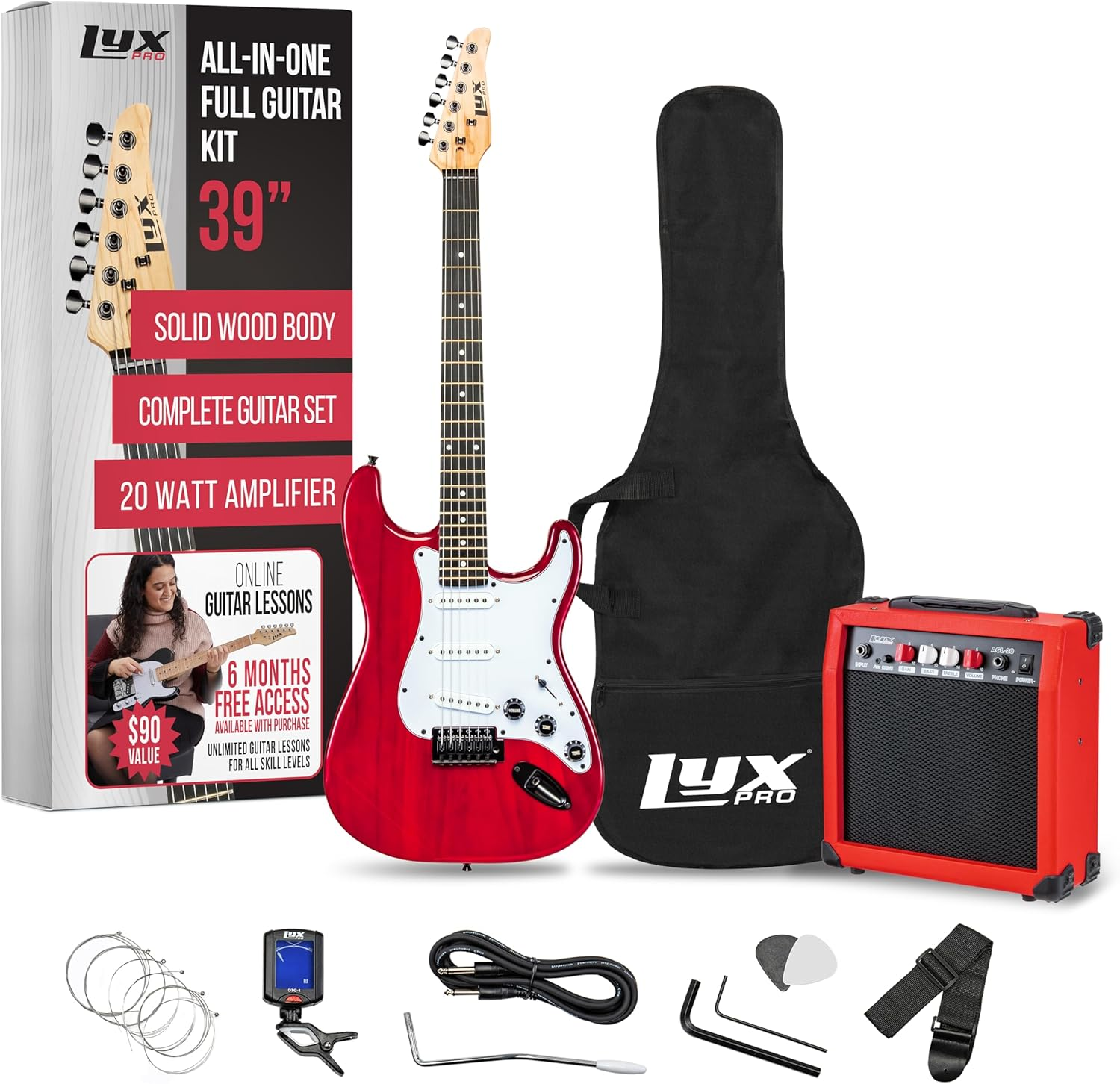 39 Inch Electric Guitar Kit Bundle with 20W Amplifier, All Accessories, Digital