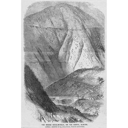 ALGERIA The Bridge Oued Merdja on the Chiffa - Antique Print 1859