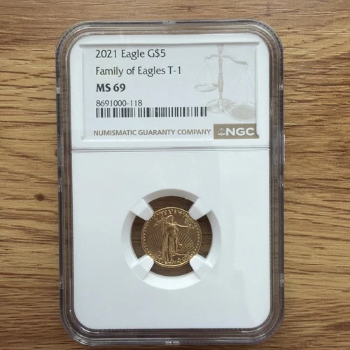 2021 $5 Gold American Eagle NGC MS69 Type 1 1/10oz