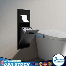 Rectangle Bathroom Trash Can Tilt Out Trash Bin Cabinet Hidden Trash Can Black