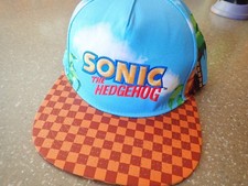Sonic The Hedgehog Baseball Hat One Size Satin Material Lining Embroidered NWOT