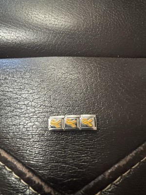 Original nomination charm Enamel yellow ribbon 18 KT stainless steel