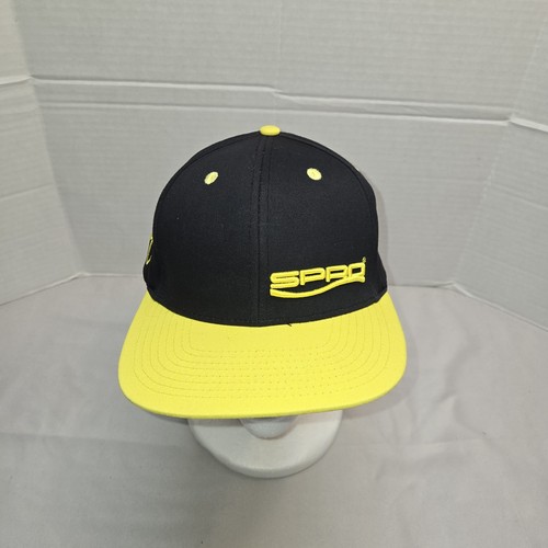 SPRO Flat Bill Snapback Fischerhut gelb/schwarz verstellbar Druckknopf Trucker neu ohne Etikett