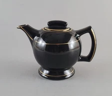 Vintage O.P CO. Small Teapot Black with Gold Trim