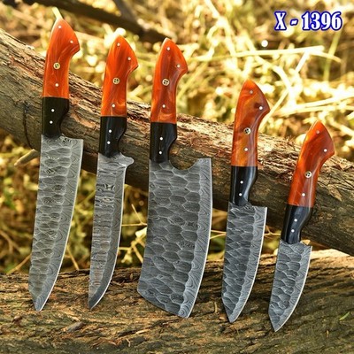 Handmade Damascus Steel CHEF KNIFE Set Kitchen Knives - Rare Collectible Set